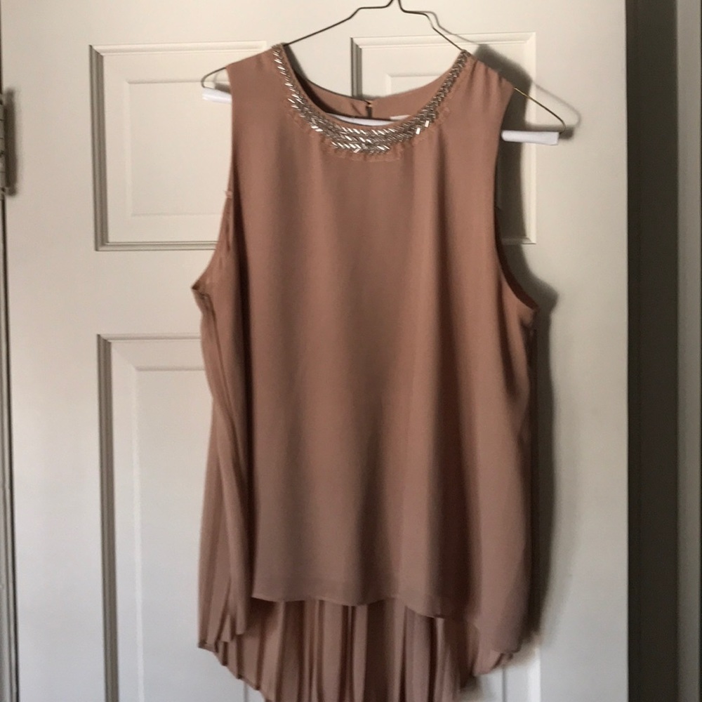 Sleeveless top with jeweled neckline